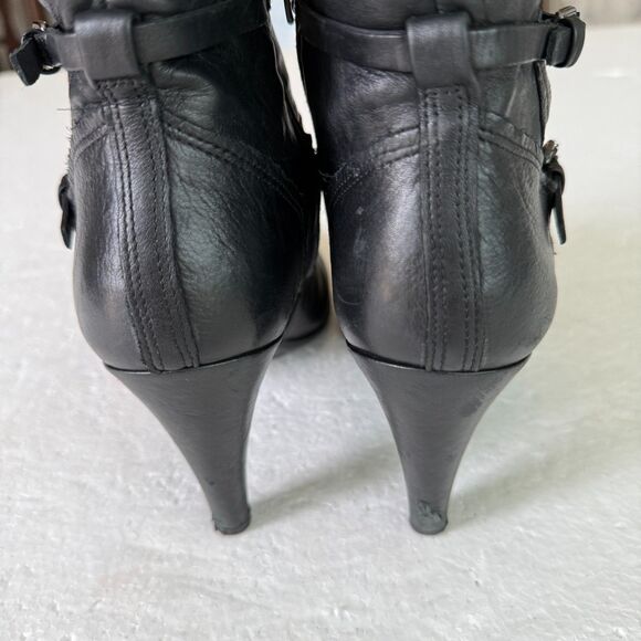 Size 40 / 9 - 9.5 - Ecco Shape Stiletto 75 Sleek Black Leather Booties Studded - Picture 10 of 10